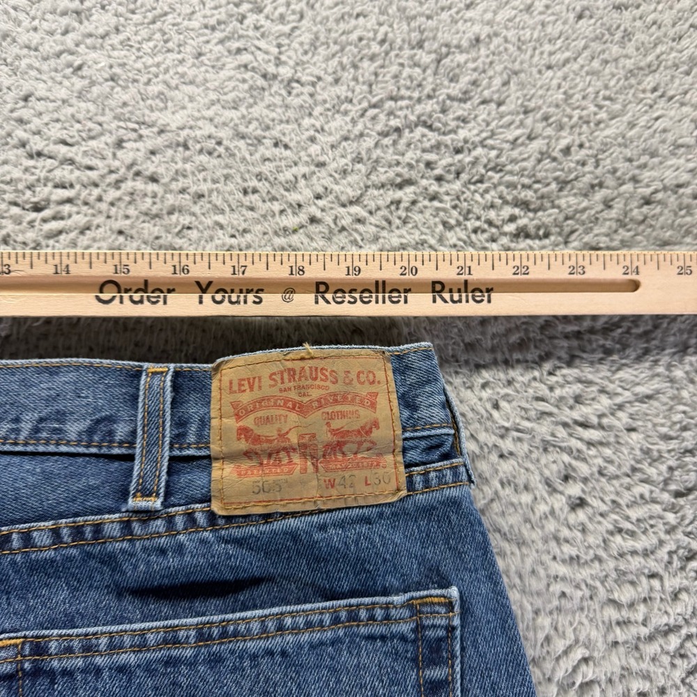 Levi's 505 Jeans Mens 42x30 Blue Cotton Denim Straight Leg Baggy Faded Workwear - Picture 7 of 10